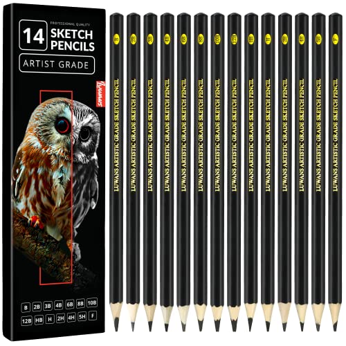 Drawing Pencils Set of 14 (B - 12B) Sketching Pencils for Drawing, Shading & Doodling | Professional Sketch Pencils Graphite Grades for Artists & Beginners