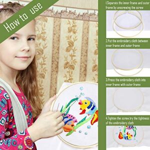 Pllieay 6 Pieces 6 Sizes Embroidery Hoops 4 inch to 10 inch Bamboo Circle Cross Stitch Hoop Rings for Craft Sewing