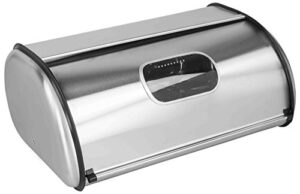 home basics stainless steel bread box, silver