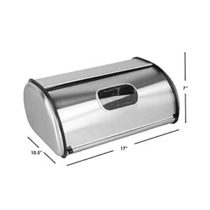 Home Basics Stainless Steel Bread Box, Silver