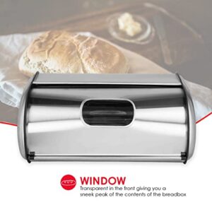 Home Basics Stainless Steel Bread Box, Silver