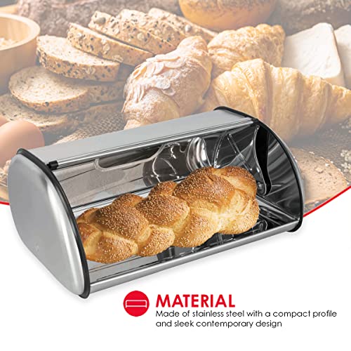 Home Basics Stainless Steel Bread Box, Silver