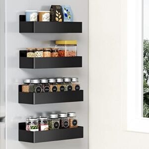 vetacsion 4 pack plastic moveable fridge magnetic spice racks,black