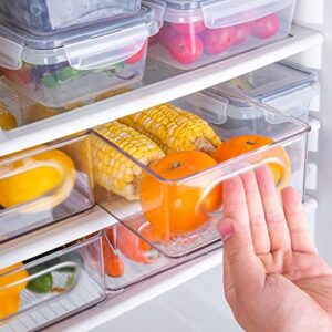 10 Pcs Refrigerator Organizer Bins Fridge Organizer Kitchen Organization Clear Storage Bins Pantry Organization Storage Plastic Storage Bins Fridge Organizers for Freezer, Kitchen, Countertops