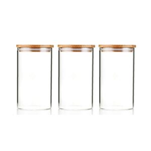 sweejar 40 oz glass canisters with airtight bamboo lid(set of 3), food storage jar for kitchen, dry food containers for serving tea, coffee, and more