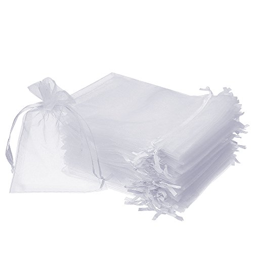 Boshen 100/200PCS Organza Gift Candy Sheer Bags Mesh Jewelry Pouches Drawstring Bulk for Wedding Party Favors Christmas 3"x4" 4" X 6" 5"x7" (3" X 4"(100PCS), White)