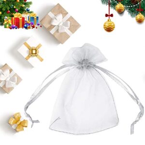 Boshen 100/200PCS Organza Gift Candy Sheer Bags Mesh Jewelry Pouches Drawstring Bulk for Wedding Party Favors Christmas 3"x4" 4" X 6" 5"x7" (3" X 4"(100PCS), White)