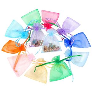 Boshen 100/200PCS Organza Gift Candy Sheer Bags Mesh Jewelry Pouches Drawstring Bulk for Wedding Party Favors Christmas 3"x4" 4" X 6" 5"x7" (3" X 4"(100PCS), White)