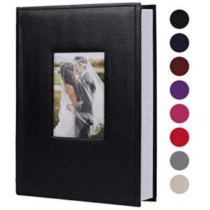 RECUTMS Photo Picture Album 4x6 300 Photos,Small Capacity Premium Leather Cover Wedding Family Photo Albums Holds 300 Horizontal Photos(Black)