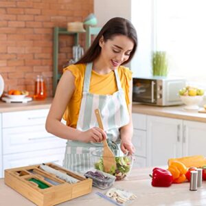 5 in 1 Ziplock Bag Organizer for Drawer - Easy to Use Plastic & Aluminum Foil Wrap Dispenser With Cutter Made of Premium Quality Solid Bamboo - Compatible for Gallon, Quart, Sandwich & Snack Size