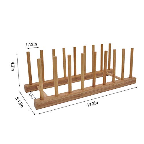 Ahyuan Dish Drying Rack Bamboo Dish Rack Pure Natural Bamboo Wooden Dishes Drainer for Cutting Board Baking Pan Plate Bowl Mug Cup Pot Lid Organizer Rack (2)