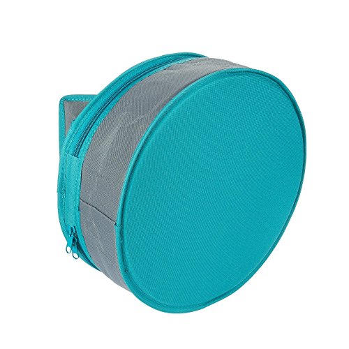 Insulated Round Thermal Casserole Food Carrier for Lunch, Lasagna, Potluck, Picnics, Vacations - Teal and Grey