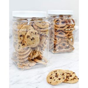 Cornucopia 48oz Square Plastic Jars (3-Pack); Clear Rectangular 6-Cup Canisters w/ Black Lids, Easy-Grip Side