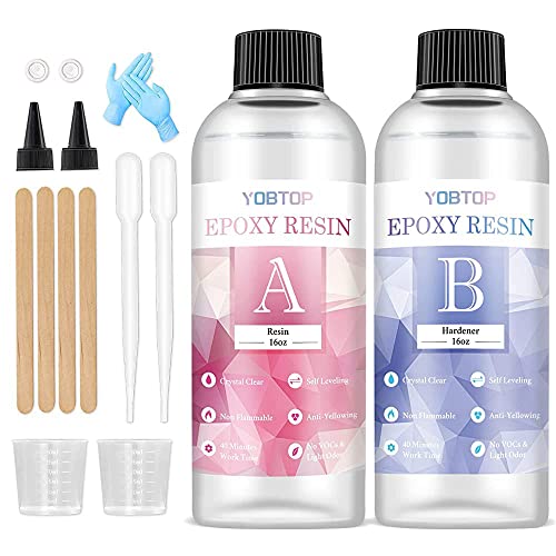 Epoxy Resin Kit - Crystal Clear Resin & Hardener Casting Fast Epoxy for Jewelry Crafts & Art Resin - Food Safe, Self Leveling with High Gloss, UV & Heat Resistant, No Bubble & Yellowing 16 Oz