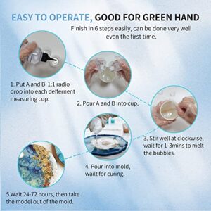 Epoxy Resin Kit - Crystal Clear Resin & Hardener Casting Fast Epoxy for Jewelry Crafts & Art Resin - Food Safe, Self Leveling with High Gloss, UV & Heat Resistant, No Bubble & Yellowing 16 Oz