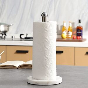 Songtec Marble Paper Towel Holder Countertop, Weighted Base Kitchen Paper Holder Counter, Stand Paper Roll Holder - One Hand Pull & Tear