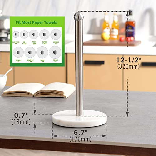 Songtec Marble Paper Towel Holder Countertop, Weighted Base Kitchen Paper Holder Counter, Stand Paper Roll Holder - One Hand Pull & Tear
