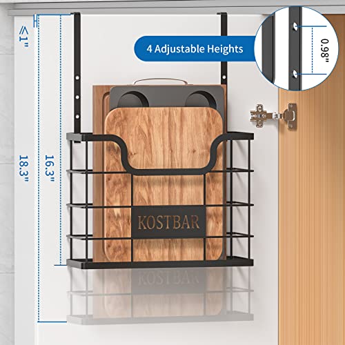 KOSTBAR Over The Cabinet Door Organizer, Cutting Board Organizer With Towel Rack, Wall Mount Storage Basket, Kitchen Cabinet Organizer For Baking Sheet, Cookie Sheet, Plastic Wrap 3 Pack