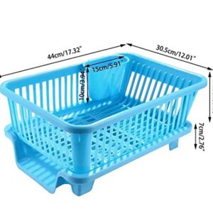 IndiaBigShop 3 in 1 Large Sink Set Dish Rack Drainer Drying Rack Washing Basket with Tray for Kitchen, Dish Rack Organizers, Utensil Drying Rack, Plastic Dish Rack, Small Dish Rack - 44 cm