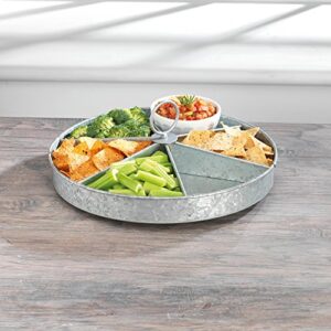 kovot galvanized rotating lazy susan with (6) sections | rustic & country style decor organizer & server | measures 16.5″ x 16.5″ x 2″