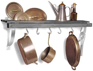 j.k. adams 36-inch-by-11-inch wall mounted pot rack, 6 hooks included