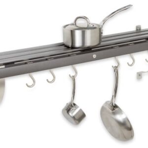 J.K. Adams 36-Inch-by-11-Inch Wall Mounted Pot Rack, 6 Hooks Included