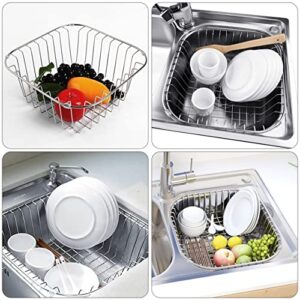 UPKOCH Cutlery Vegetable Storage Drying Holder Countertop Drain Rack Kitchen for Basket over Stainless Dish Steel Utensil Drainer Silver or Fruit Sink In Counter Tableware