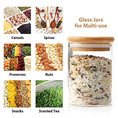 Glass Jars Set of 12, Chrider Spice Glass Jars with Bamboo Wooden Airtight Lids and Labels, Food Storage Containers for Home Kitchen, Tea, Sugar, Salt, Pepper, Spices, Coffee, Flour, Herbs, Grains