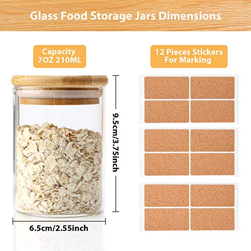 Glass Jars Set of 12, Chrider Spice Glass Jars with Bamboo Wooden Airtight Lids and Labels, Food Storage Containers for Home Kitchen, Tea, Sugar, Salt, Pepper, Spices, Coffee, Flour, Herbs, Grains