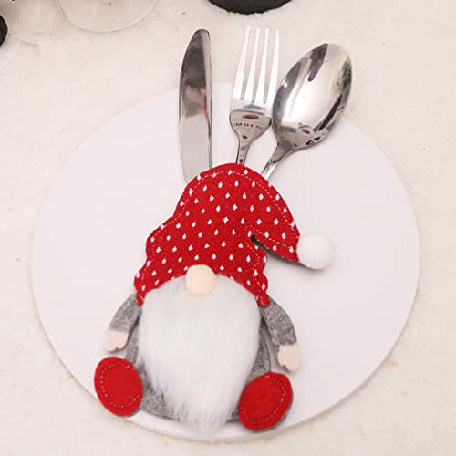 Hemoton Gnome Tableware Utensil Holders: Fabric Cutlery Pouch Cover Holiday Knives Forks Bag Decorative Dinner Table Centerpiece For Holiday Party Supplies 12pcs