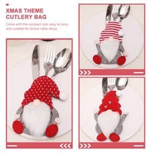 Hemoton Gnome Tableware Utensil Holders: Fabric Cutlery Pouch Cover Holiday Knives Forks Bag Decorative Dinner Table Centerpiece For Holiday Party Supplies 12pcs