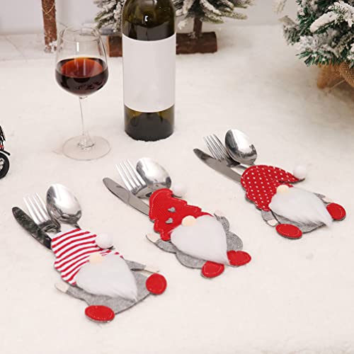 Hemoton Gnome Tableware Utensil Holders: Fabric Cutlery Pouch Cover Holiday Knives Forks Bag Decorative Dinner Table Centerpiece For Holiday Party Supplies 12pcs