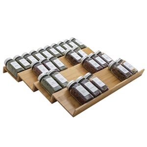 Angimio Bamboo Spice Rack Drawer Organizer - 8 Pieces Set- 9" Wide Per Piece - Combine Pieces Into 18" Wide Rack (9" or 18")
