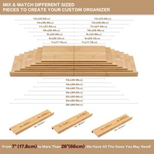 Angimio Bamboo Spice Rack Drawer Organizer - 8 Pieces Set- 9" Wide Per Piece - Combine Pieces Into 18" Wide Rack (9" or 18")