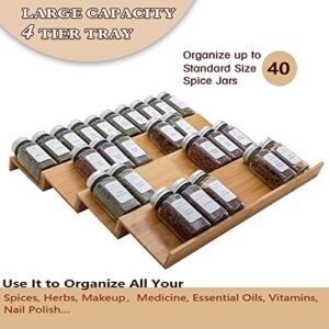 Angimio Bamboo Spice Rack Drawer Organizer - 8 Pieces Set- 9" Wide Per Piece - Combine Pieces Into 18" Wide Rack (9" or 18")