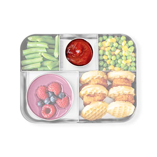 LunchBots 1.5oz Leak Proof Dips Condiment Containers - Set of 3 (1.5 oz) - Spill Proof in Bags and Bento Boxes - Food Grade Stainless Steel and Silicone Lids - Dishwasher Safe - Floral Set