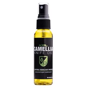 knife pivot lube camellia knife oil for blades, natural camellia seed oil for carbon steel knives, pure tsubaki oil, knife honing oil for cleaning, knife oil lubricant for blade care 60ml spray bottle