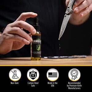 Knife Pivot Lube Camellia Knife Oil for Blades, Natural Camellia Seed Oil for Carbon Steel Knives, Pure Tsubaki Oil, Knife Honing Oil for Cleaning, Knife Oil Lubricant for Blade Care 60ml Spray Bottle