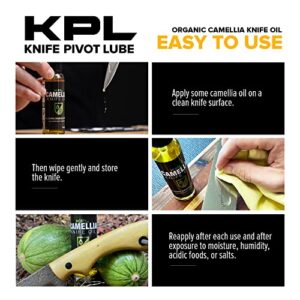 Knife Pivot Lube Camellia Knife Oil for Blades, Natural Camellia Seed Oil for Carbon Steel Knives, Pure Tsubaki Oil, Knife Honing Oil for Cleaning, Knife Oil Lubricant for Blade Care 60ml Spray Bottle