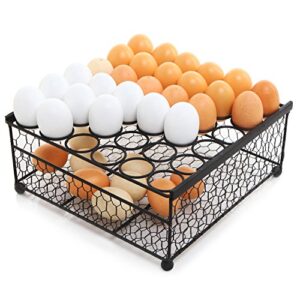 2 tier country rustic black chicken wire 36 egg display tray and egg storage box – enjoy fresh eggs daily