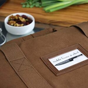 Waxed Canvas Chef Knife Bag Holds 19 Knives PLUS Knife Steel Meat Cleaver and Large Storage Compartments! Our Most Durable Professional Line Knife Carrier Includes Custom Padlock! (Bag Only) (Khaki)