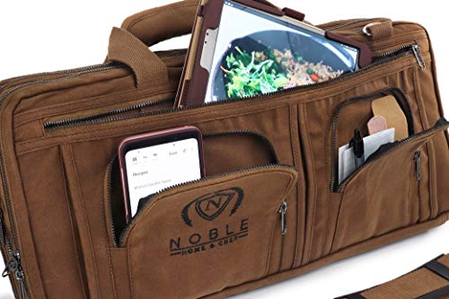 Waxed Canvas Chef Knife Bag Holds 19 Knives PLUS Knife Steel Meat Cleaver and Large Storage Compartments! Our Most Durable Professional Line Knife Carrier Includes Custom Padlock! (Bag Only) (Khaki)