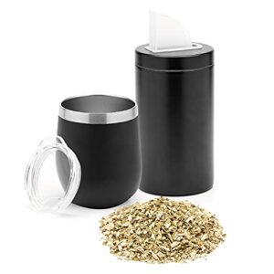 balibetov mate cup and canister set – 304 stainless steel mate gourd and kitchen canisters with pouring lids for easy filling – practical canister for any food such rice, flour, coffee or sugar