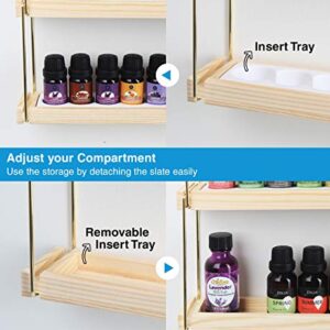 J JACKCUBE DESIGN Wall Mount Essential Oils Display Shelf with 5 Tier for 70 Bottles Holder Gold Frame and Wood Rack Organizer - MK482B