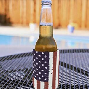 Can Cooler Sleeve 12pcs USA Flag Can Coolers Bulk Neoprene for Can and Bottle 120z