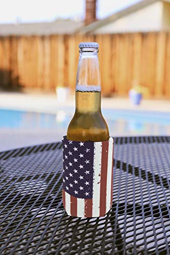 Can Cooler Sleeve 12pcs USA Flag Can Coolers Bulk Neoprene for Can and Bottle 120z