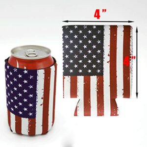 Can Cooler Sleeve 12pcs USA Flag Can Coolers Bulk Neoprene for Can and Bottle 120z