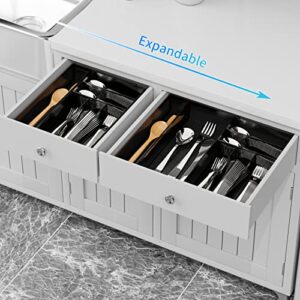 JANE EYRE Sturdy Utensil Drawer Organizer, Cutlery Tray, Silverware/Flatware Storage Divider for Kitchen, Mesh Designing with Non-slip Rubber Feet (Black)