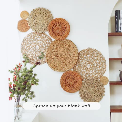 Tropdeli Wall Basket Decor - Set of 10 Wicker Wall Decor, Basket Wall Decor Set for Living Room and Bedroom - Unique Wall Decor - Ready to Hang with Nails