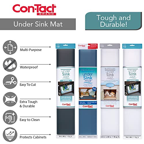 Con-Tact Waterproof Protective Liner for Under Kitchen Sink, Bathroom, Laundry Room Non-Adhesive Undersink and Vanity Mat, 24" x 48", Clear